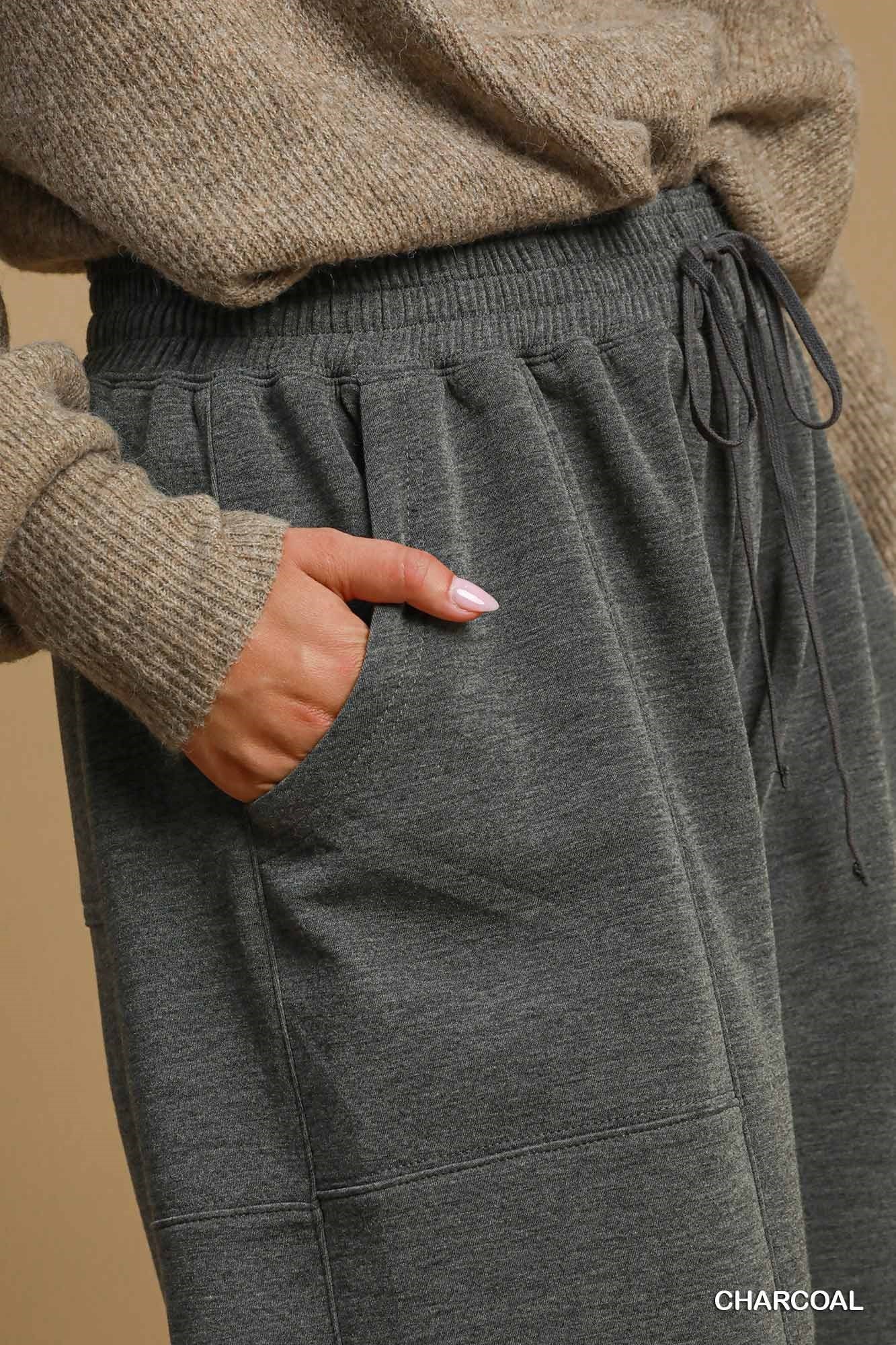 LUXEKNIT Barrel Joggers in Charcoal