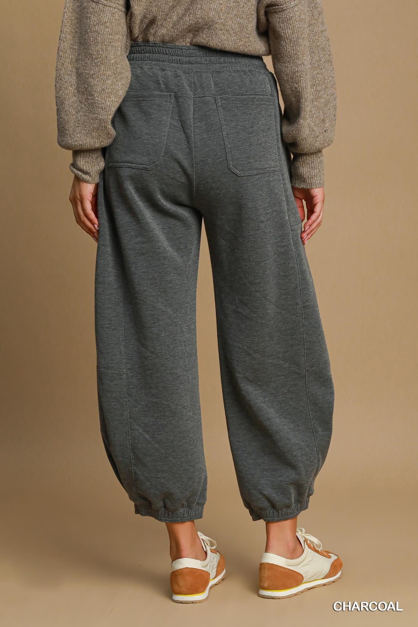 LUXEKNIT Barrel Joggers in Charcoal