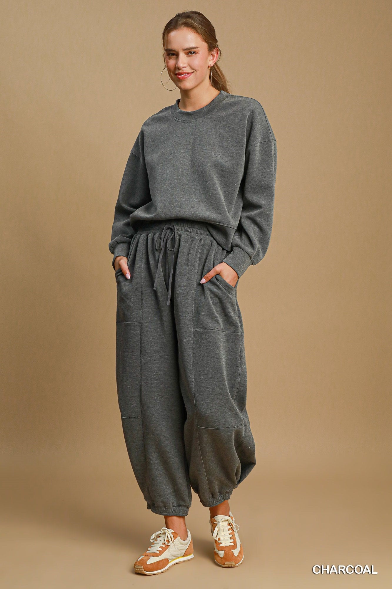 LUXEKNIT Barrel Joggers in Charcoal