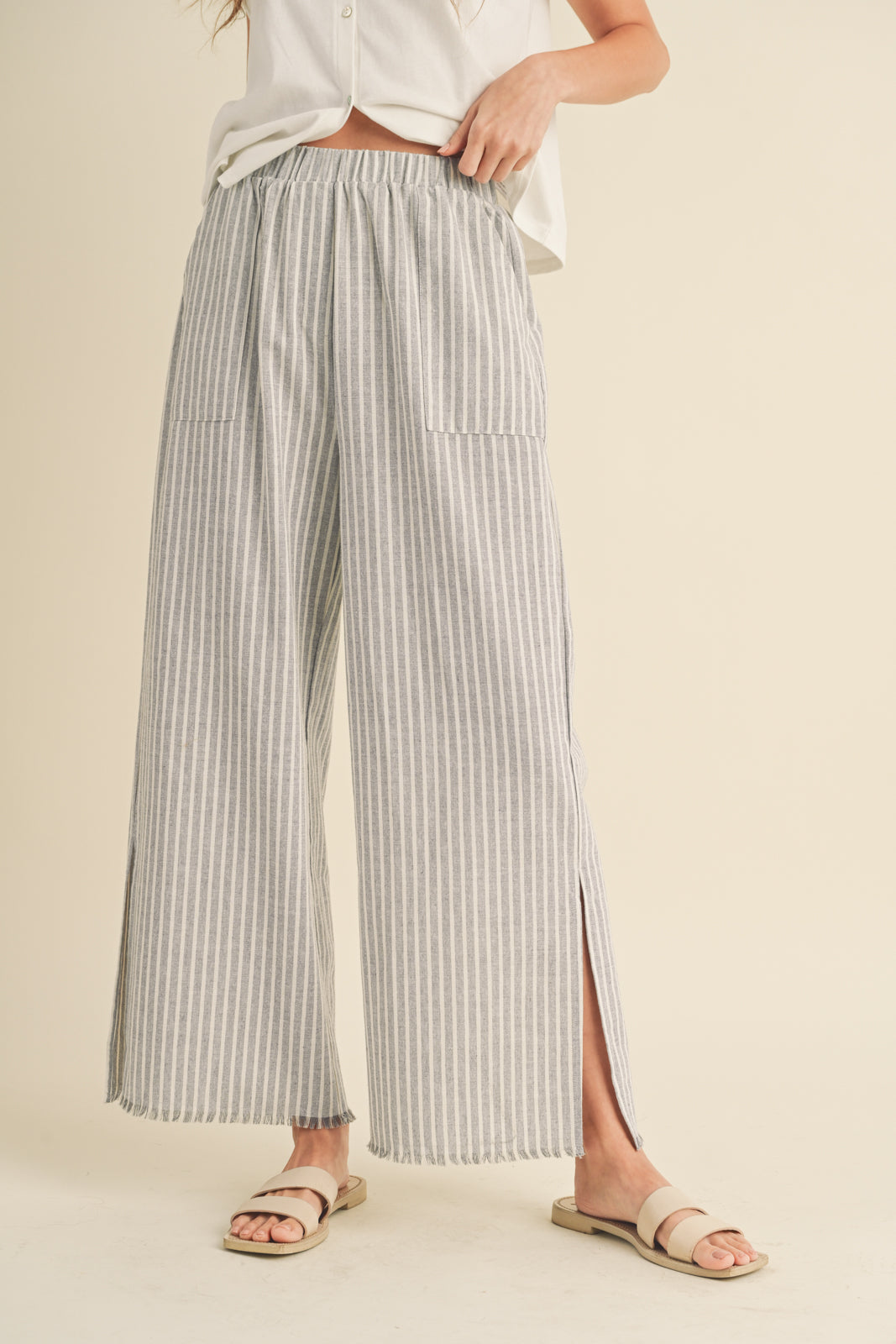 Striped linen pants in Cloud