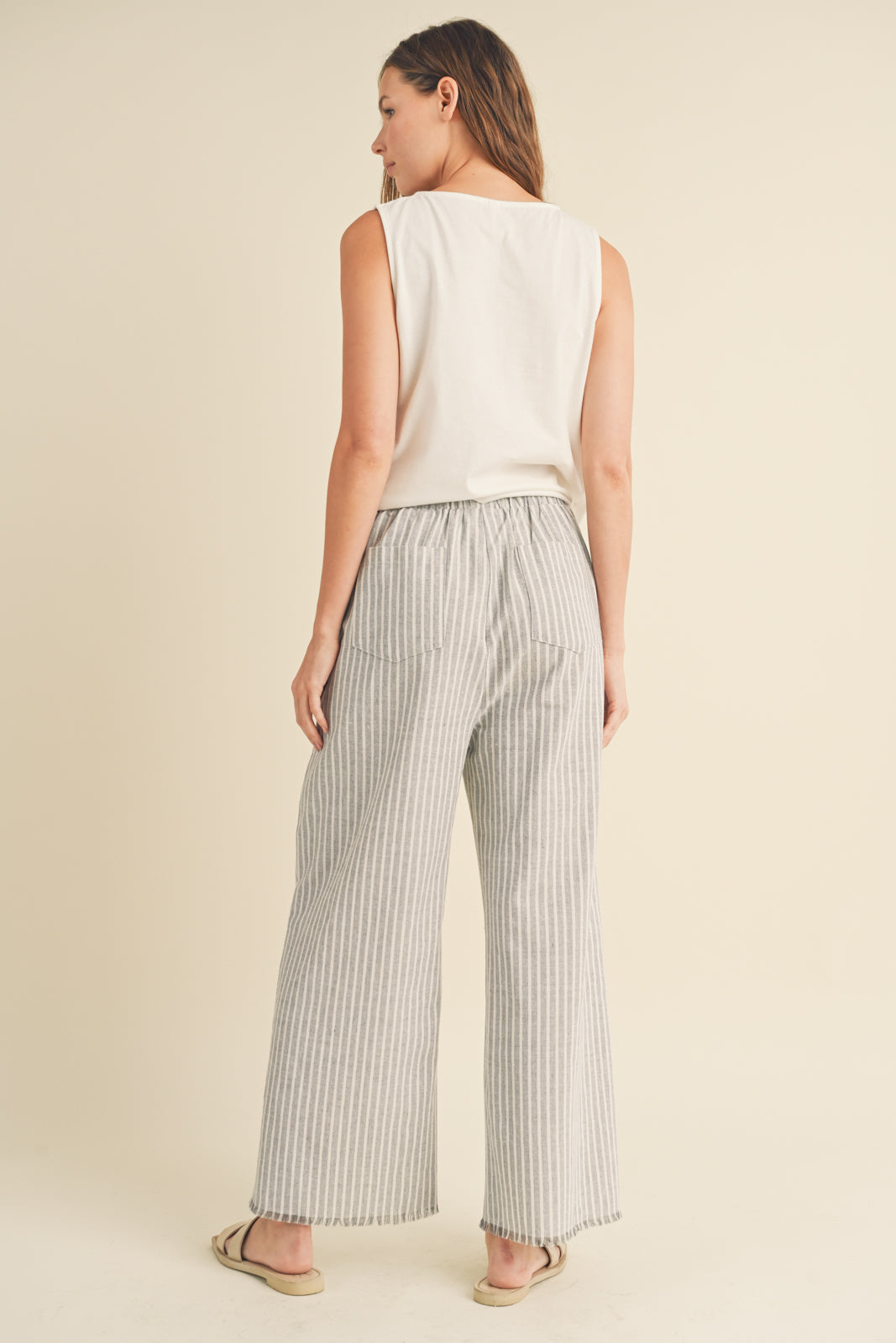 Striped linen pants in Cloud