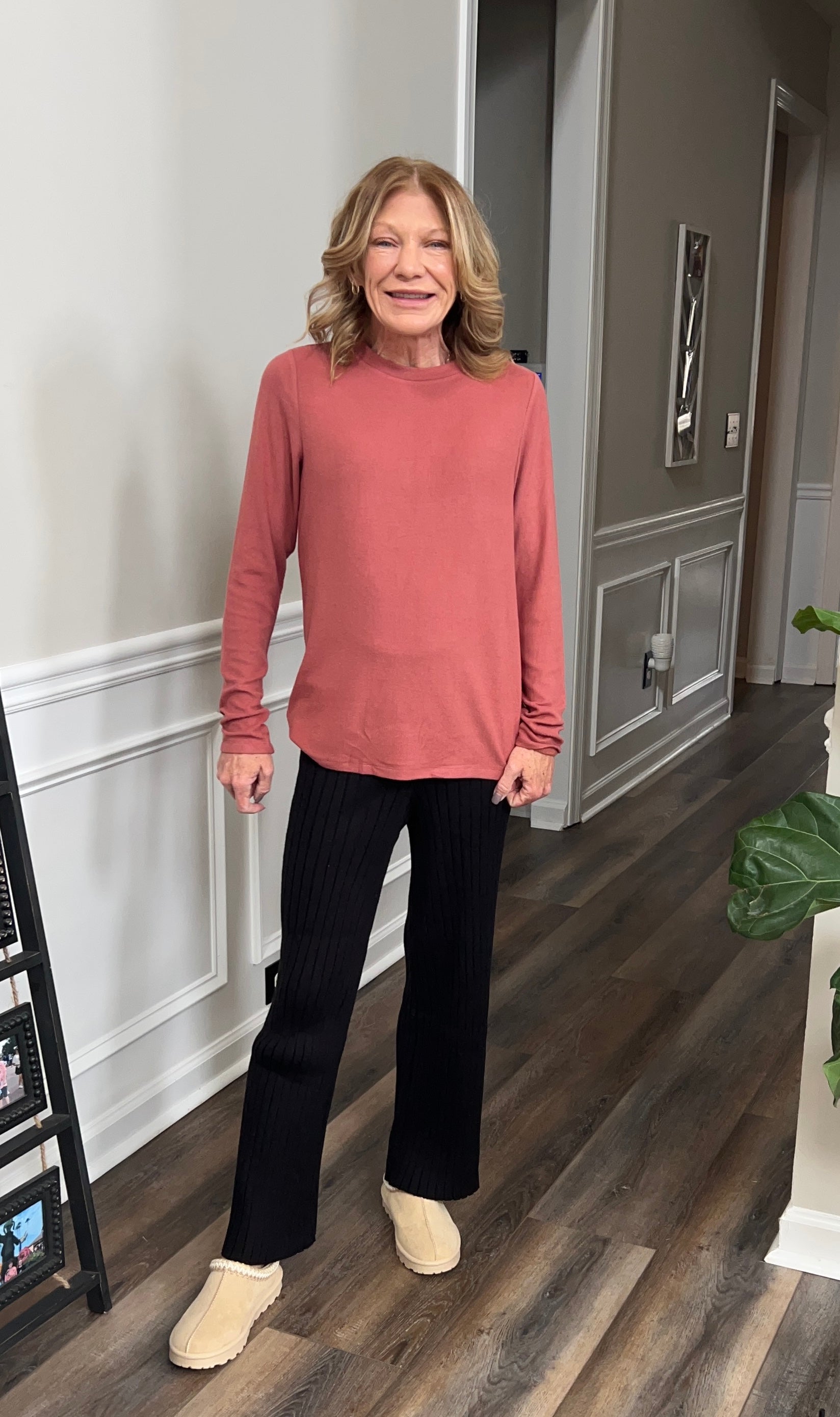 Soft knit top in Brick