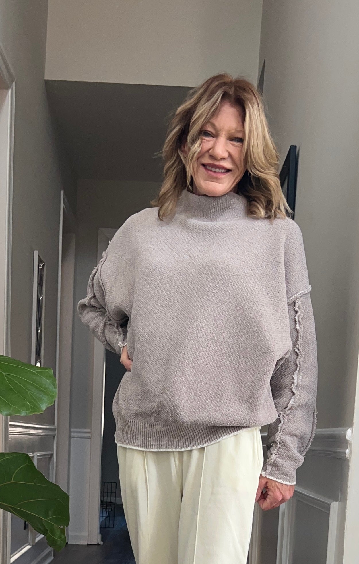 Chenille Raw Seamed Sweater