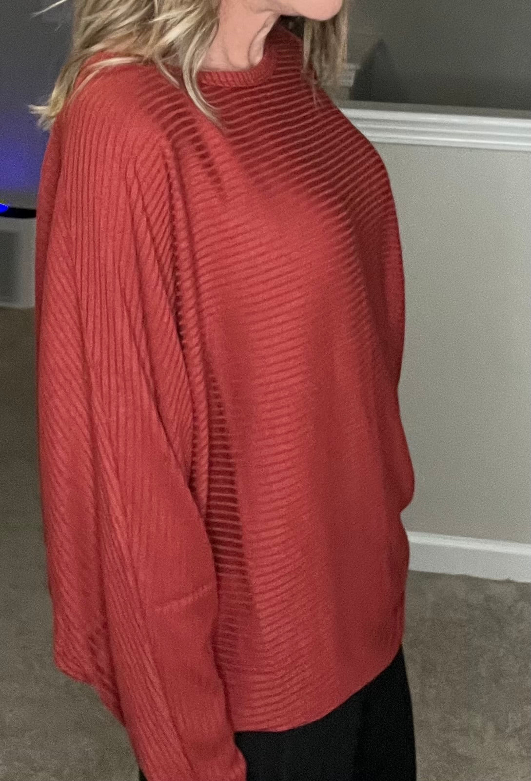 Ribbed Dolman Long Sleeve Top