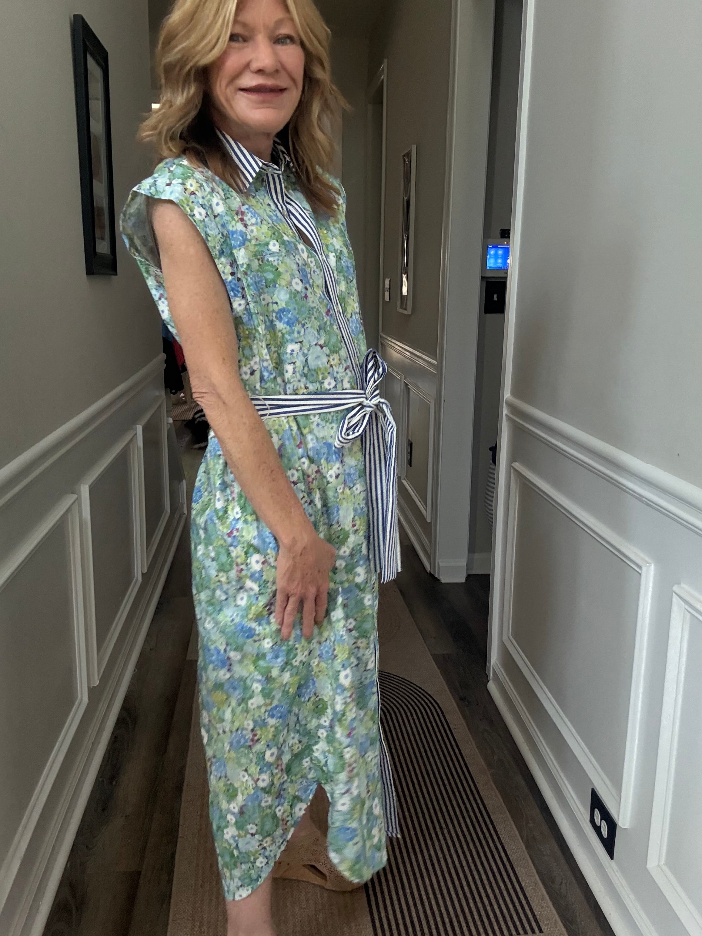 Sleeveless Mixed Pattern Dress