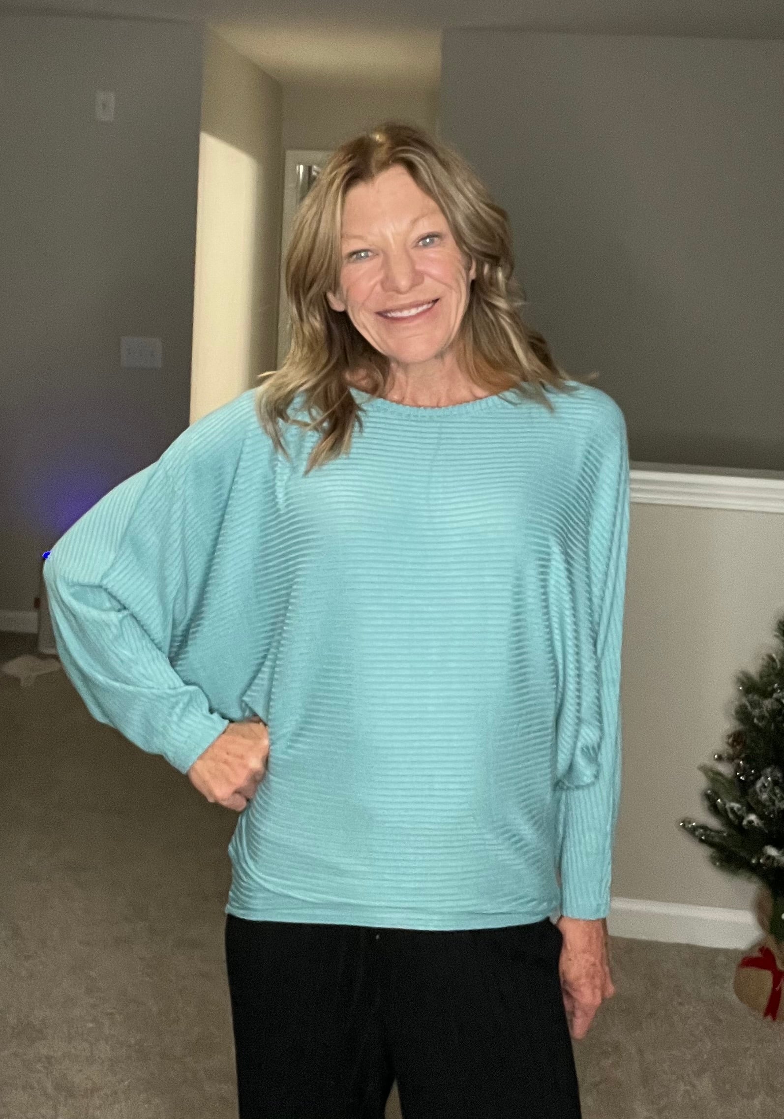 Ribbed Dolman Long Sleeve Top