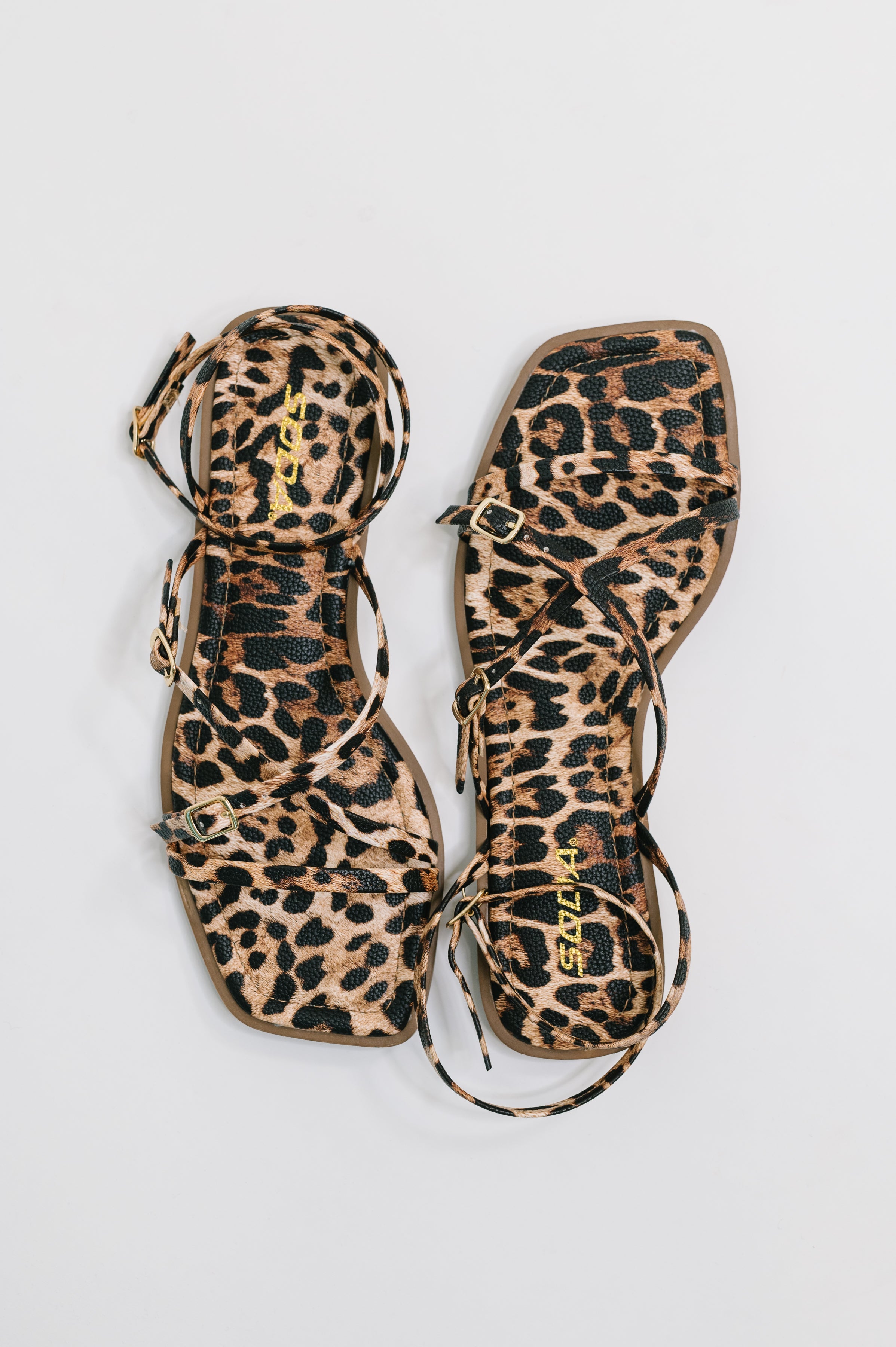 Eyeful Square Toe Ankle Strap Sandal in Leopard