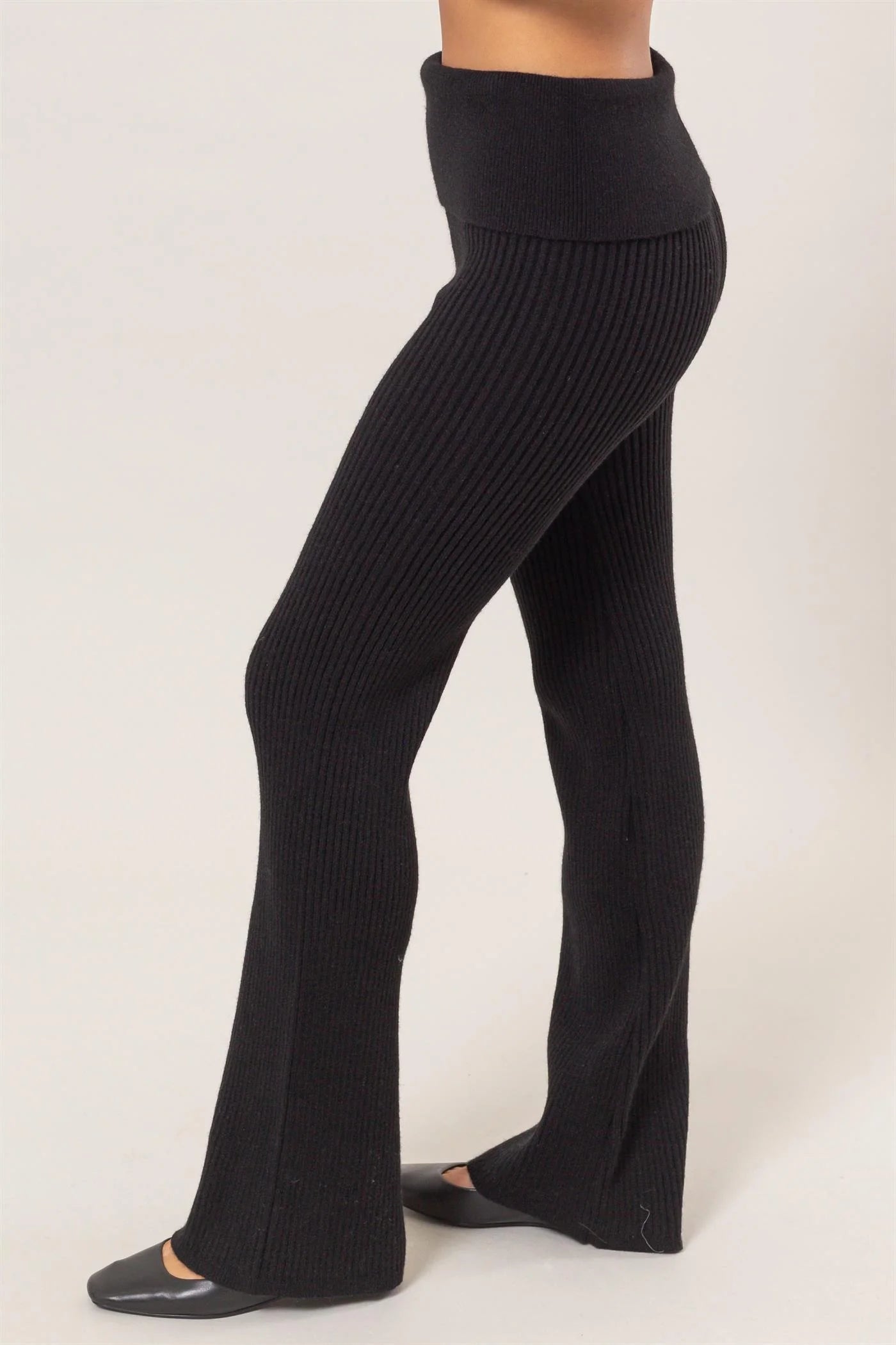 Ribbed Knit Pants in Black
