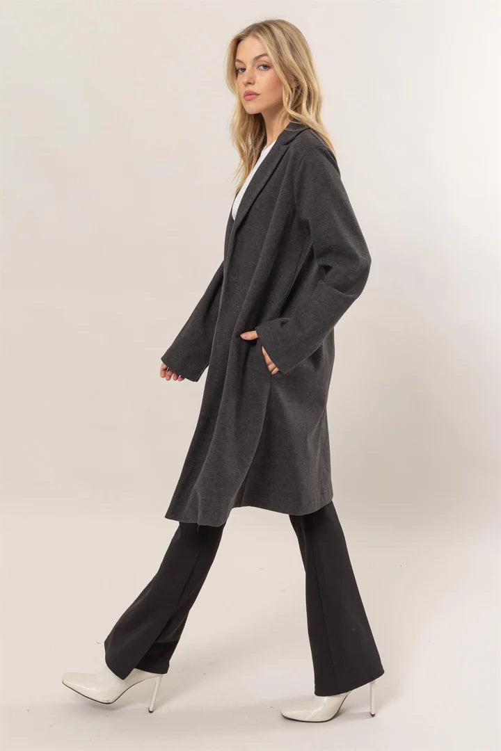 Open Front Half Coat in Dark Grey