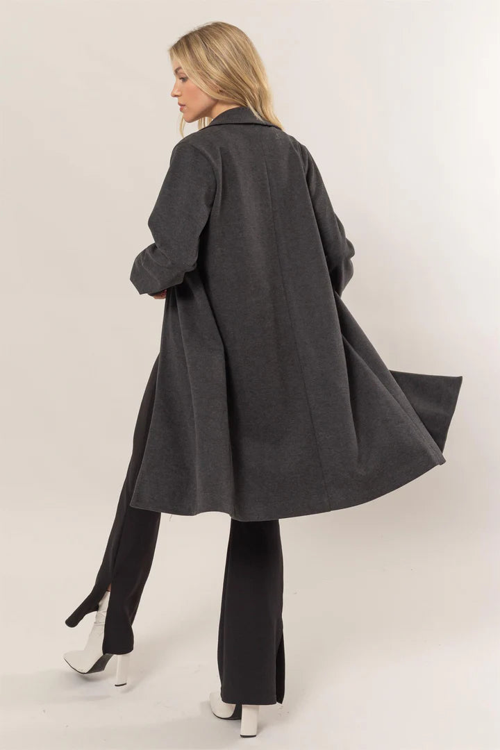 Open Front Half Coat in Dark Grey