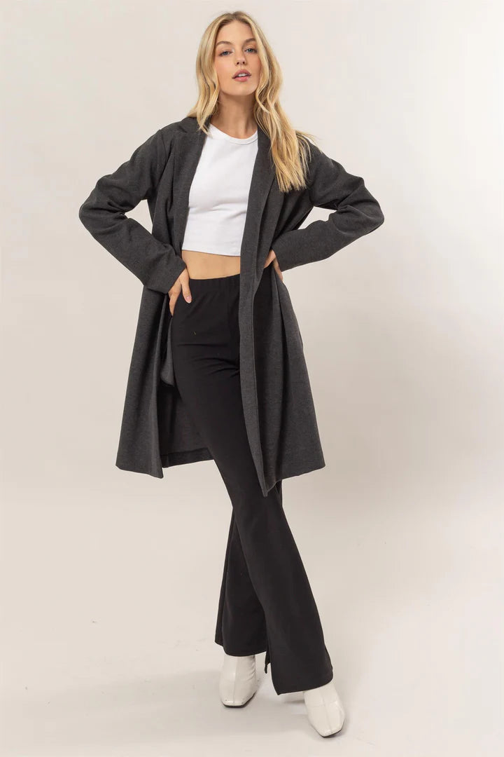 Open Front Half Coat in Dark Grey