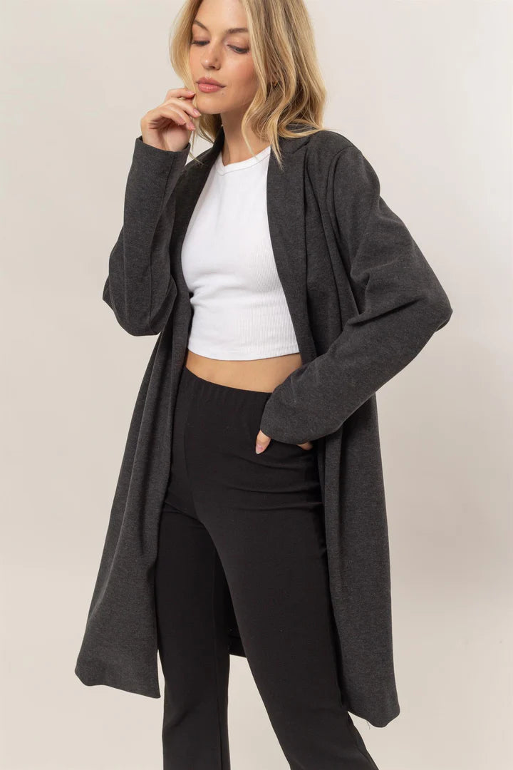 Open Front Half Coat in Dark Grey