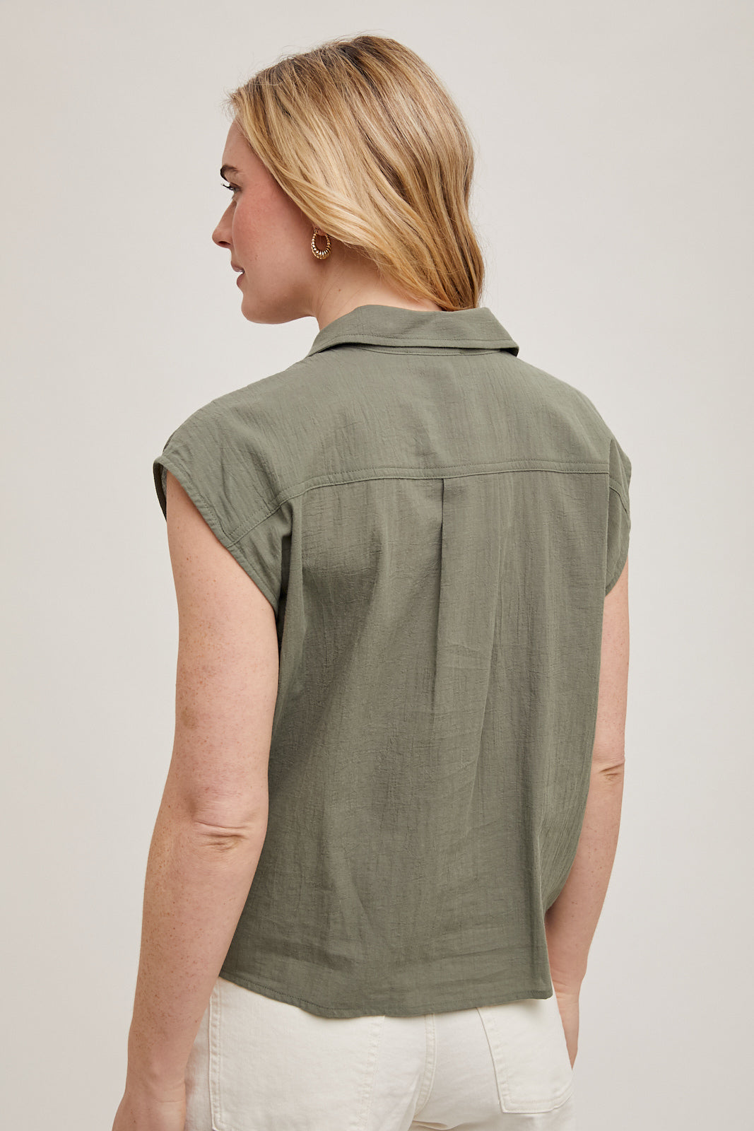 Knotted Hem Blouse in Olive