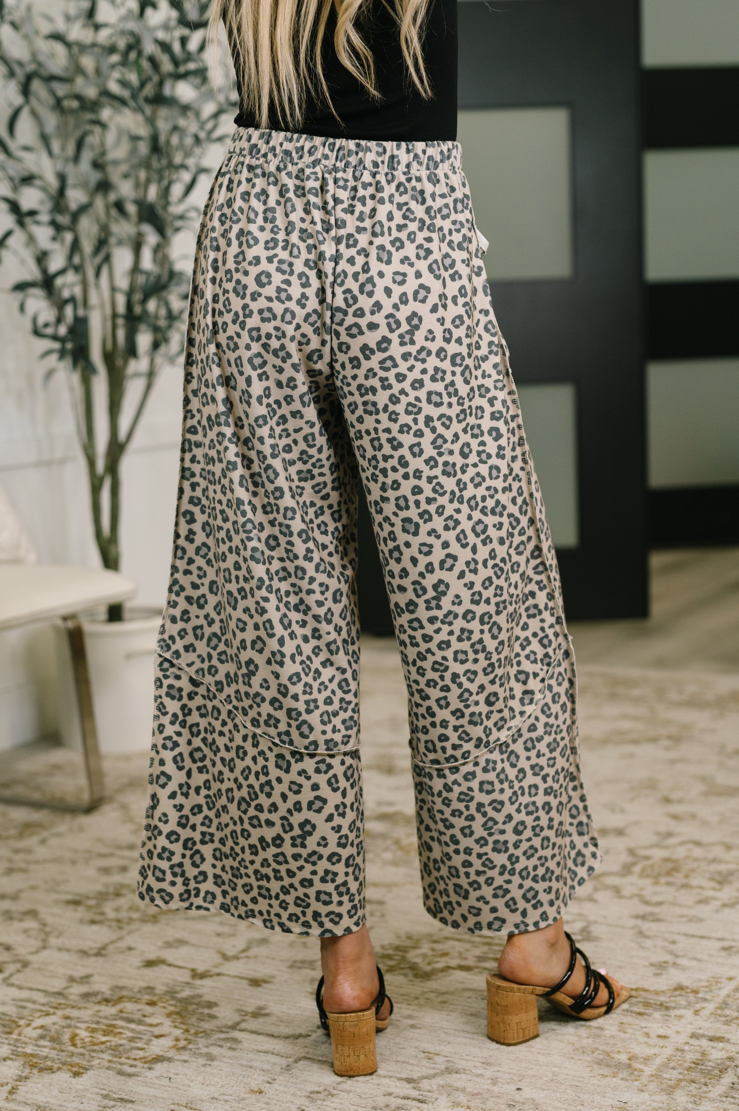 Follow the Flow Wide Leg Leopard Print Bottoms