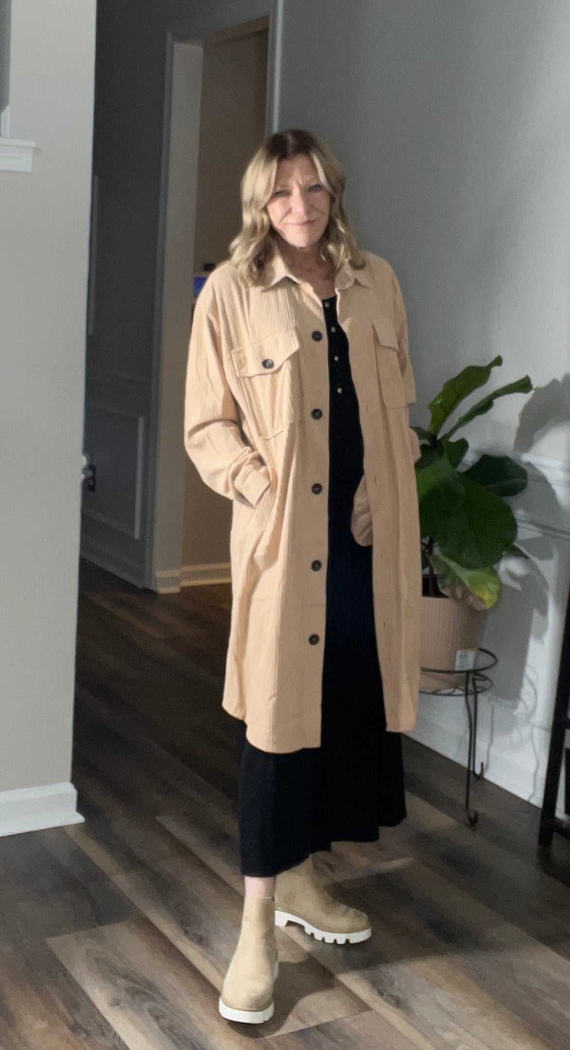 Collared Button Down Long Jacket