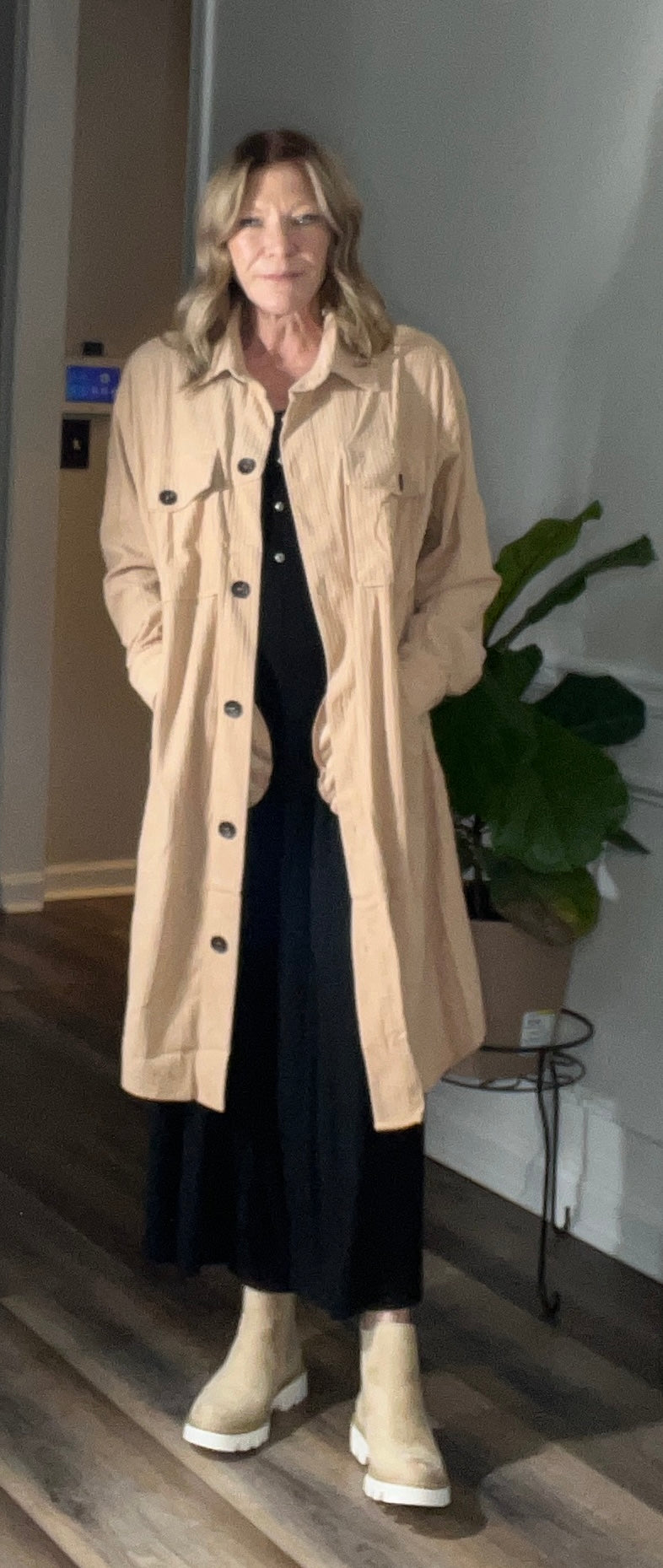 Collared Button Down Long Jacket