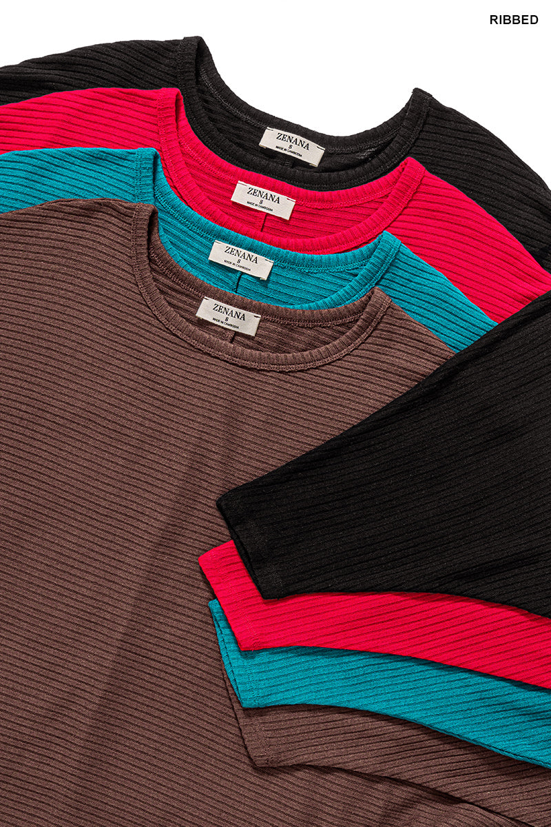 Ribbed Dolman Long Sleeve Top