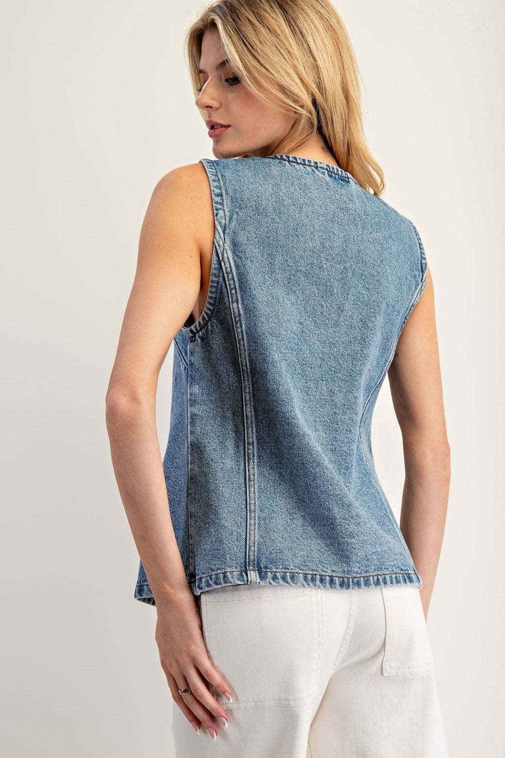 Denim Button Up Vest