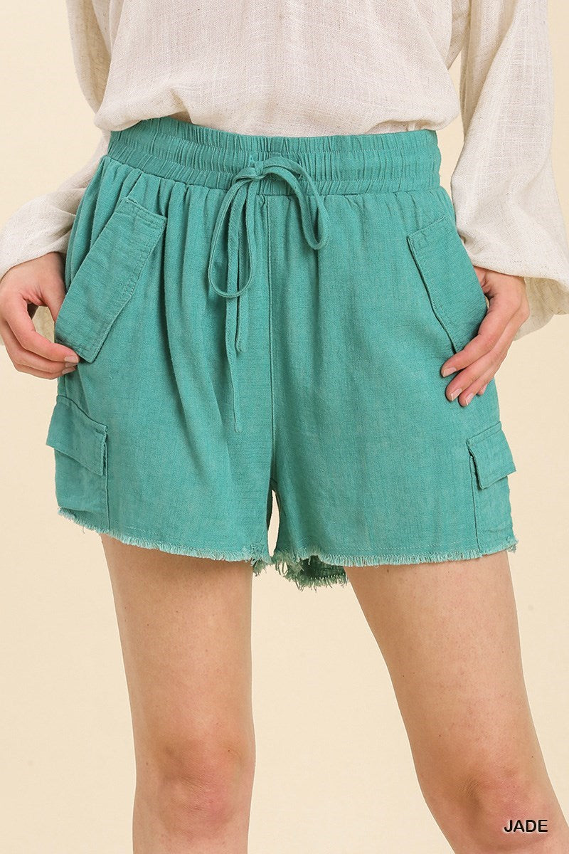 Linen Blend with Front Tie in Teal