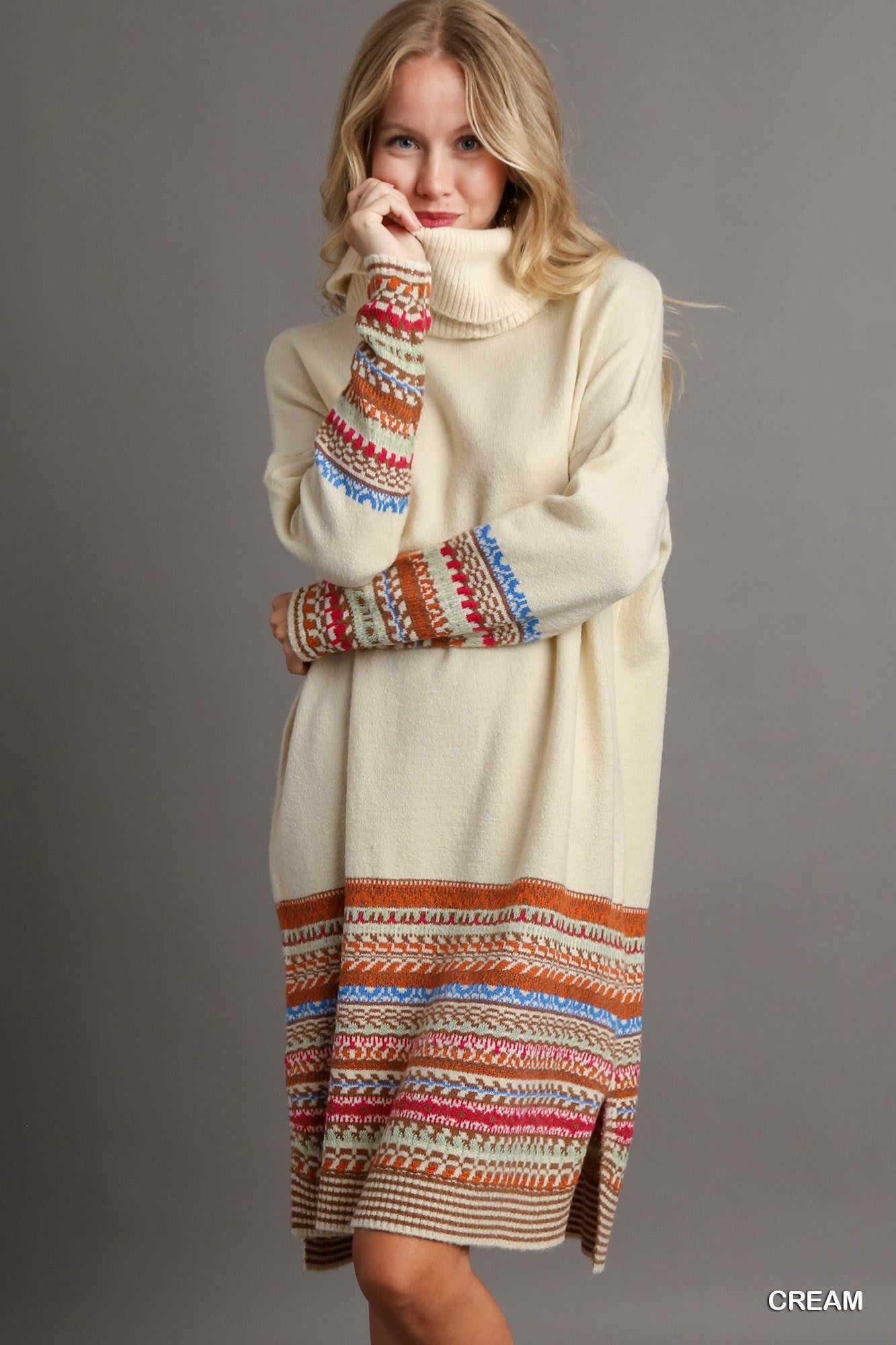 Turtleneck Dress with Stitch Detail