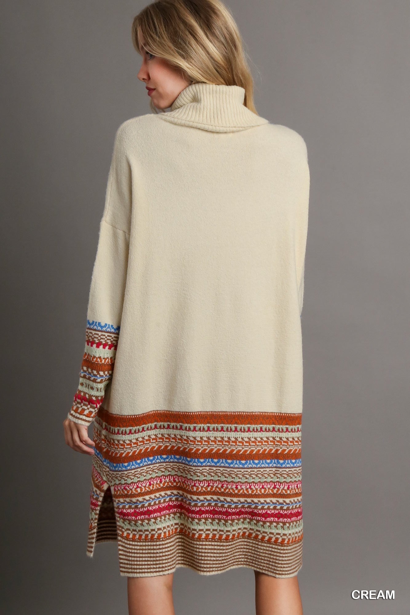 Turtleneck Dress with Stitch Detail