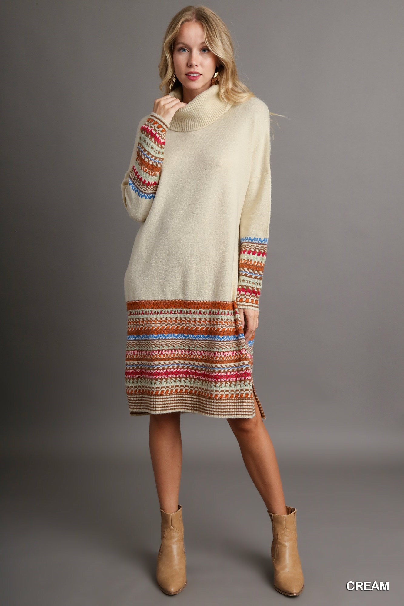 Turtleneck Dress with Stitch Detail