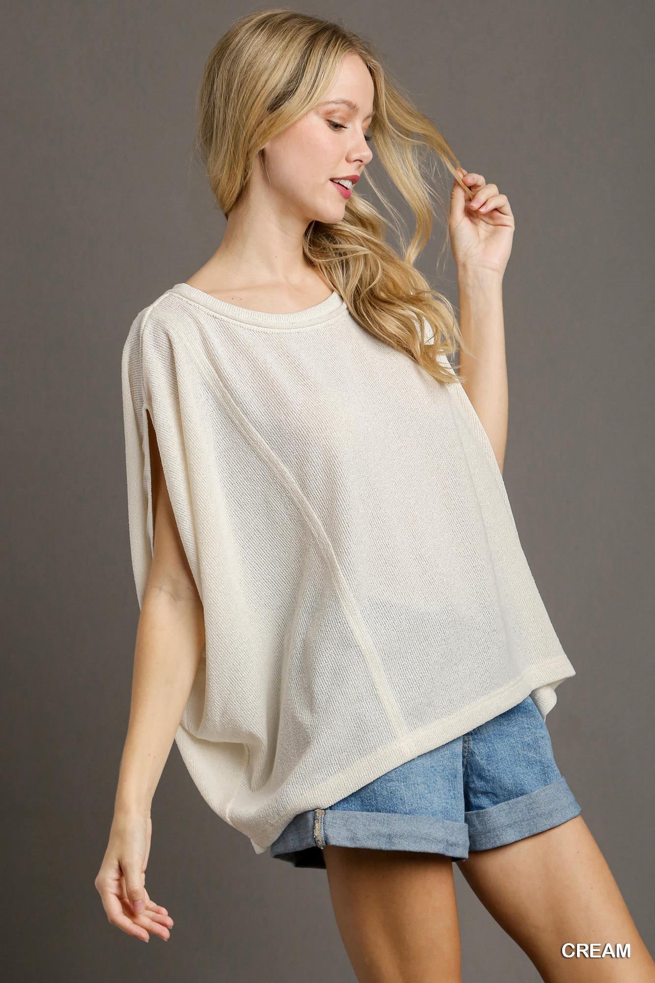 Oversized Boxy Knit Top in Cream