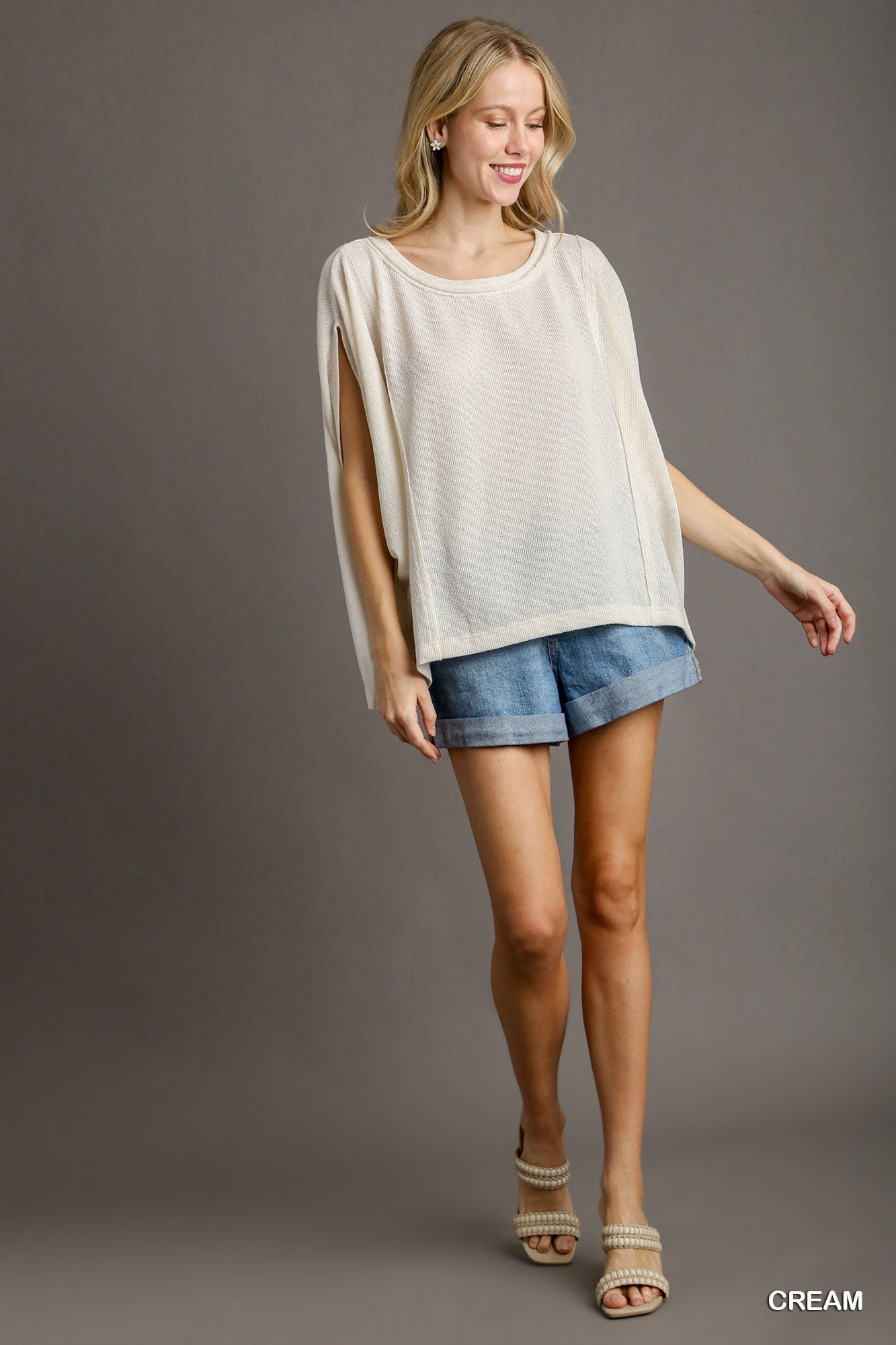 Oversized Boxy Knit Top in Cream