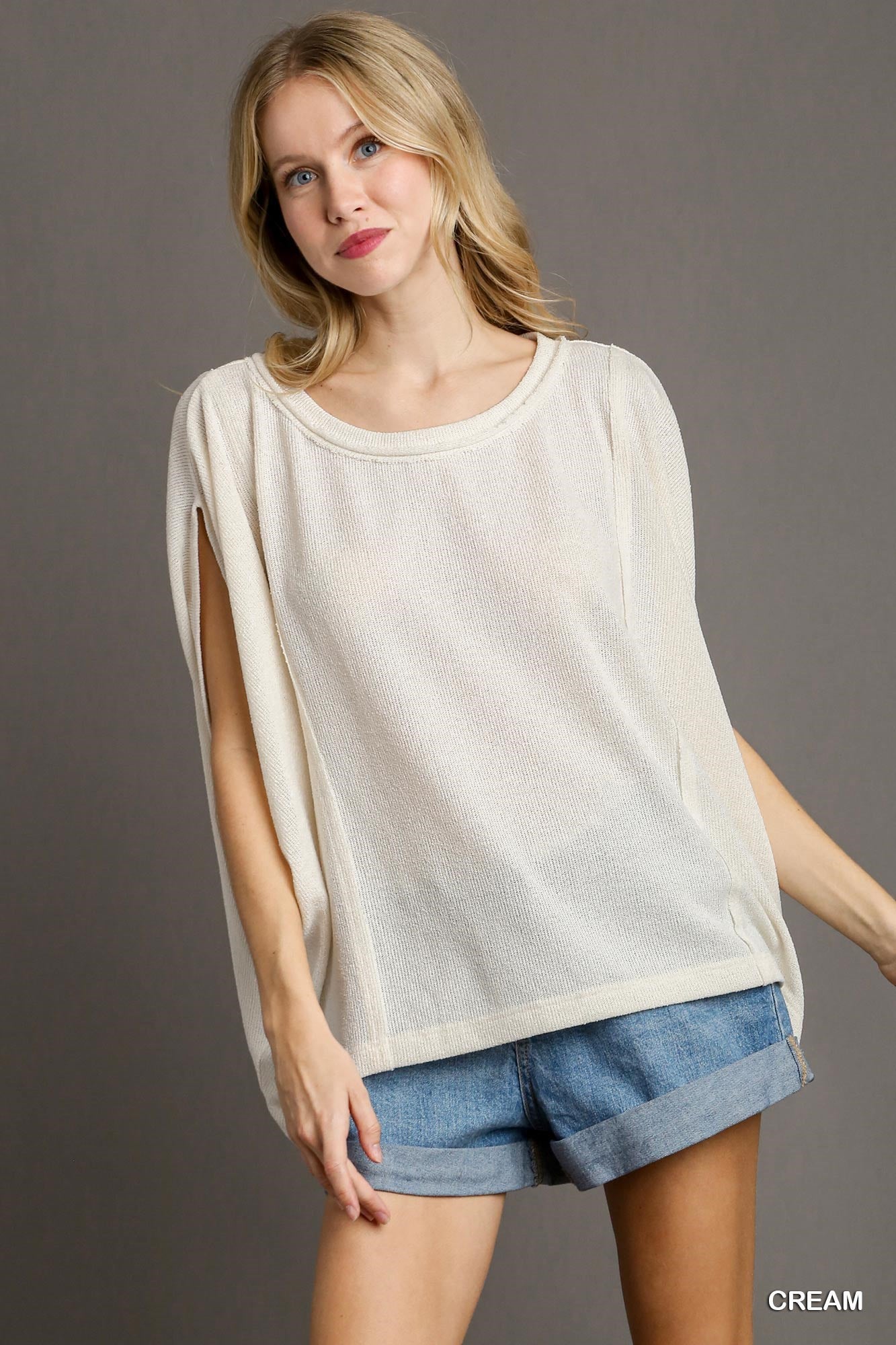 Oversized Boxy Knit Top in Cream
