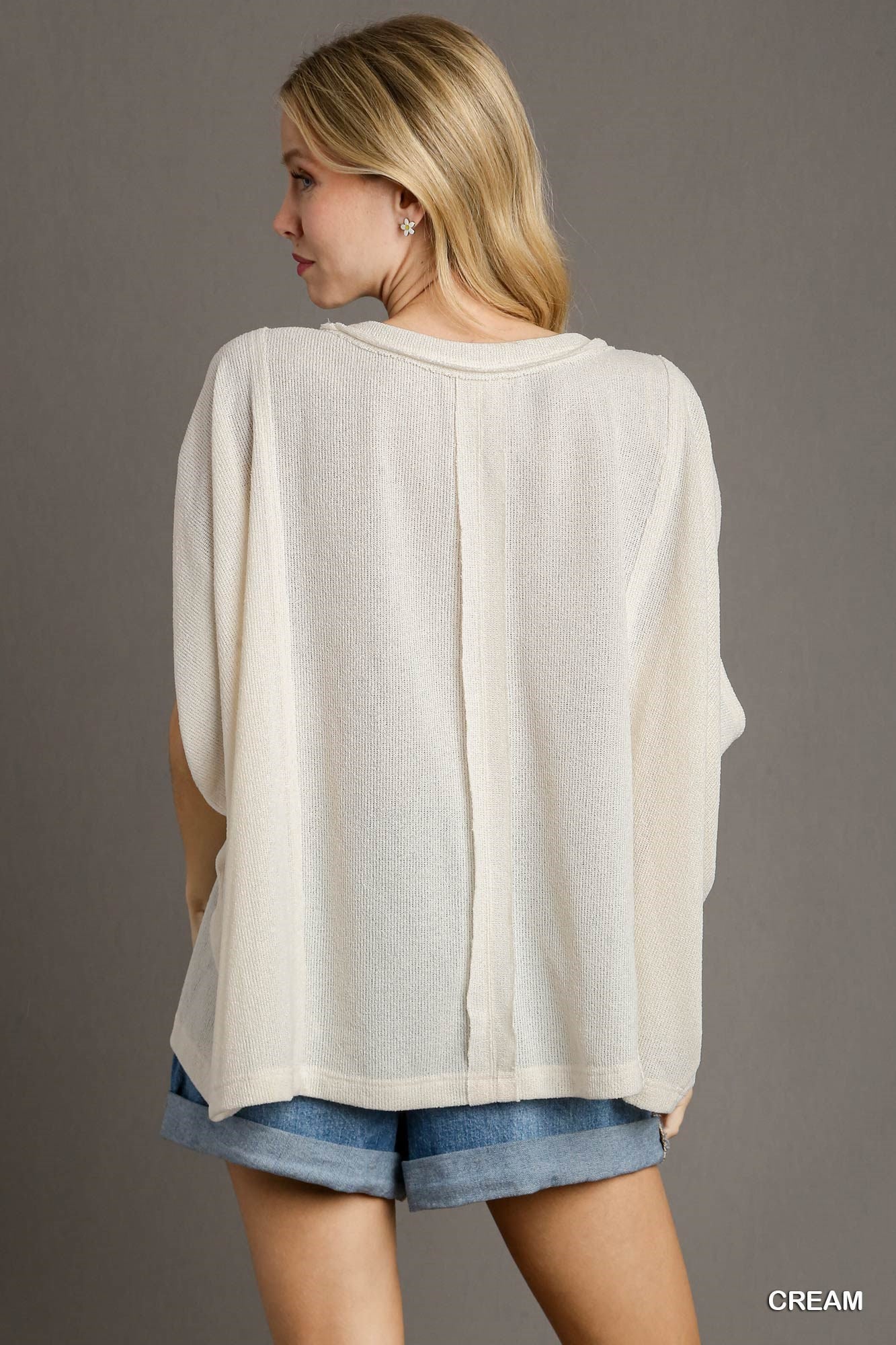 Oversized Boxy Knit Top in Cream