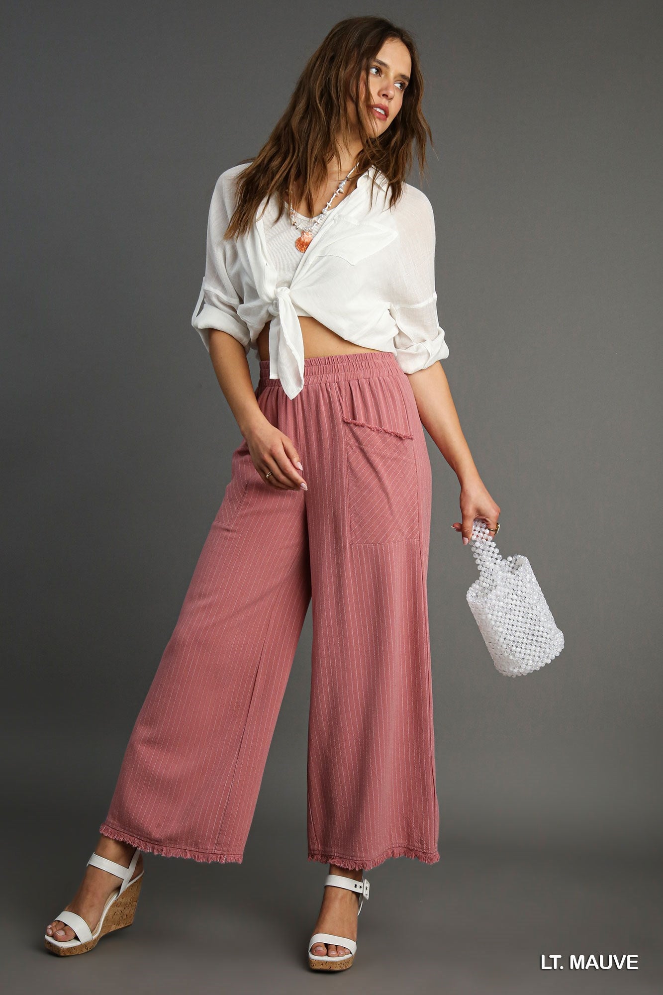 Stripe Linen Wide Leg Pants in Two Colors