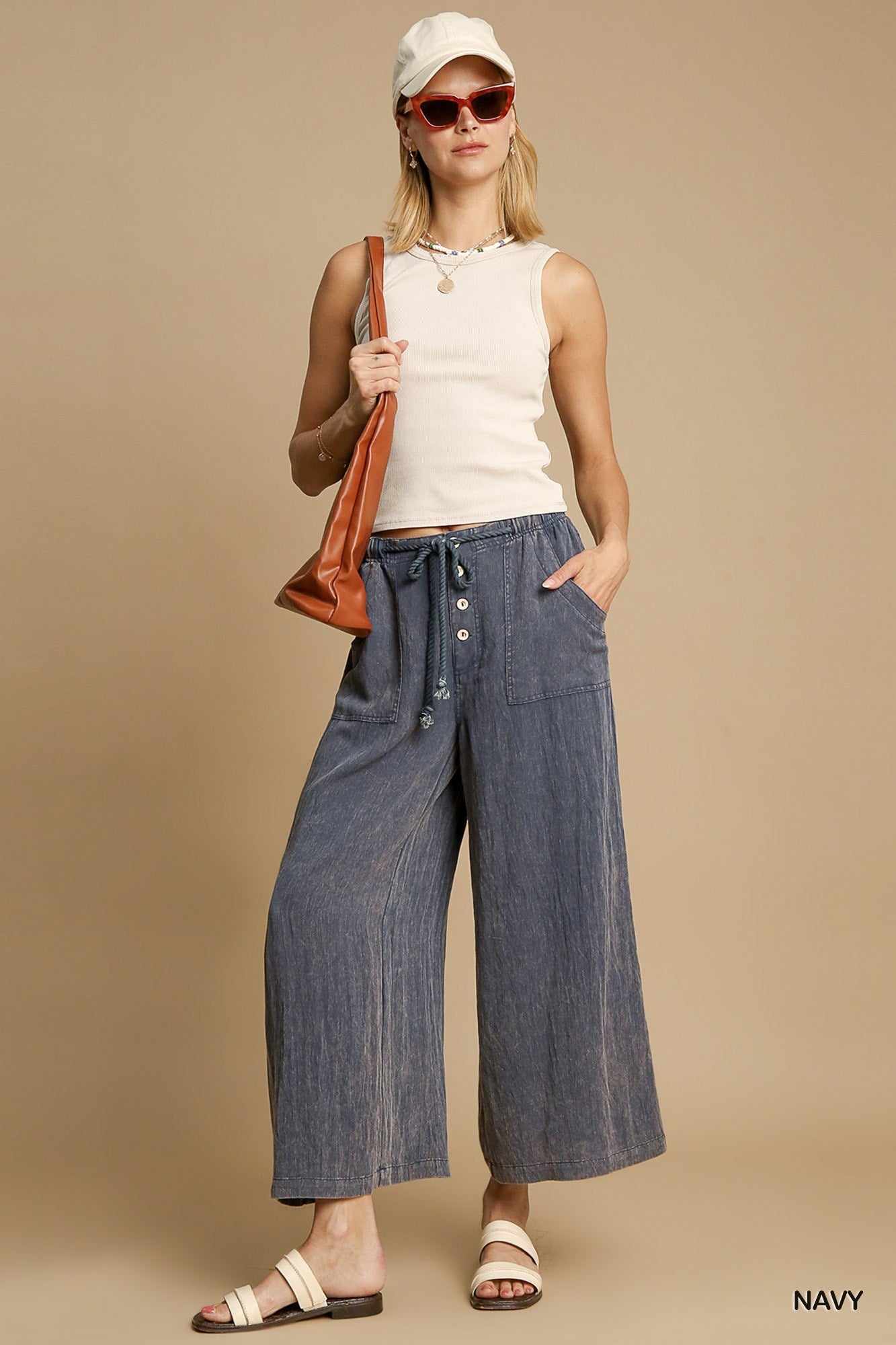 Snow Washed Wide Leg Pants in Denim