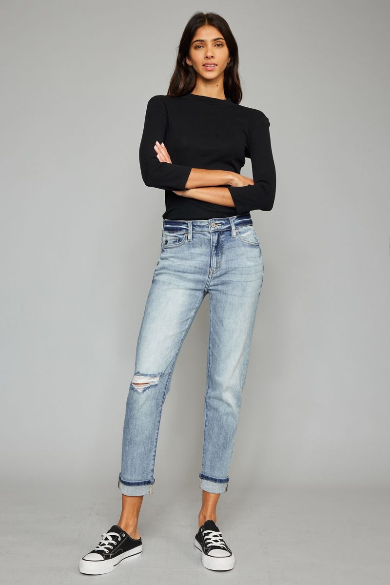 High Rise Cuffed Jeans by Kancan
