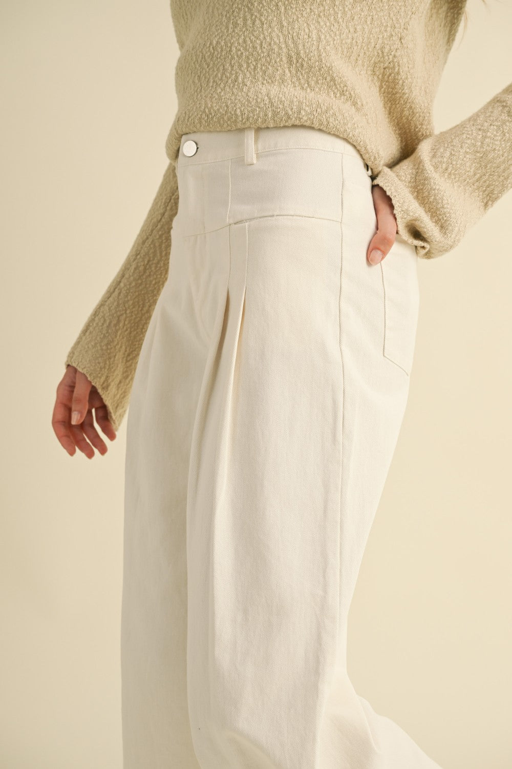 High Waisted Wide Leg Pants in White