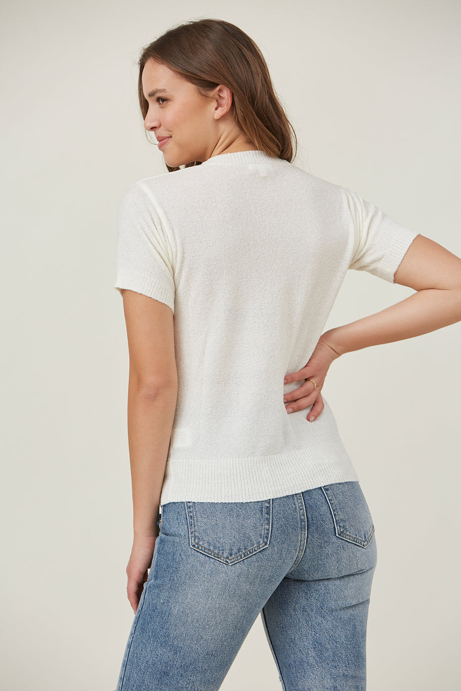 Brushed Textured Lightweight Knit Top