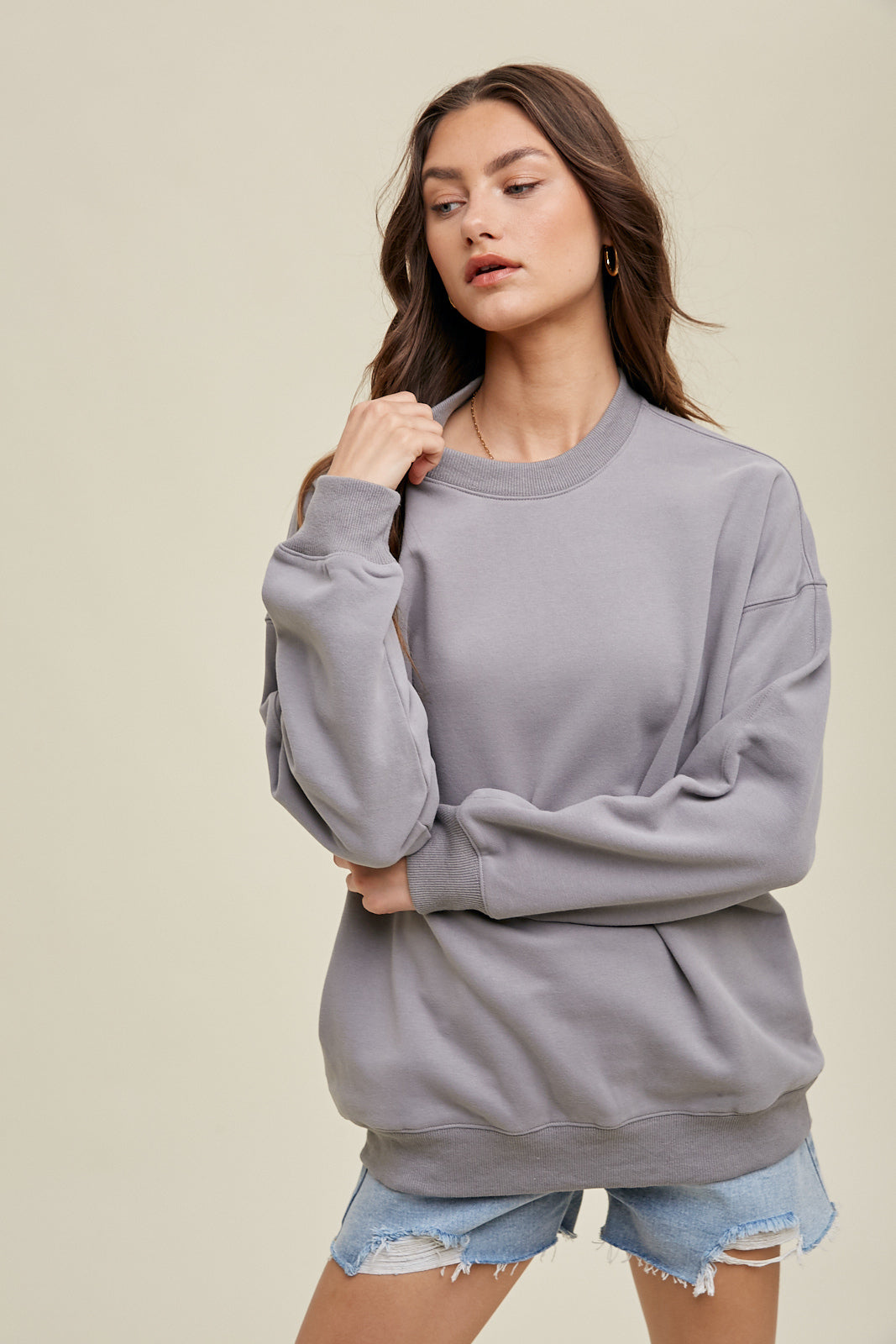 FRENCH TERRY SWEATSHIRT WITH SIDE POCKETS