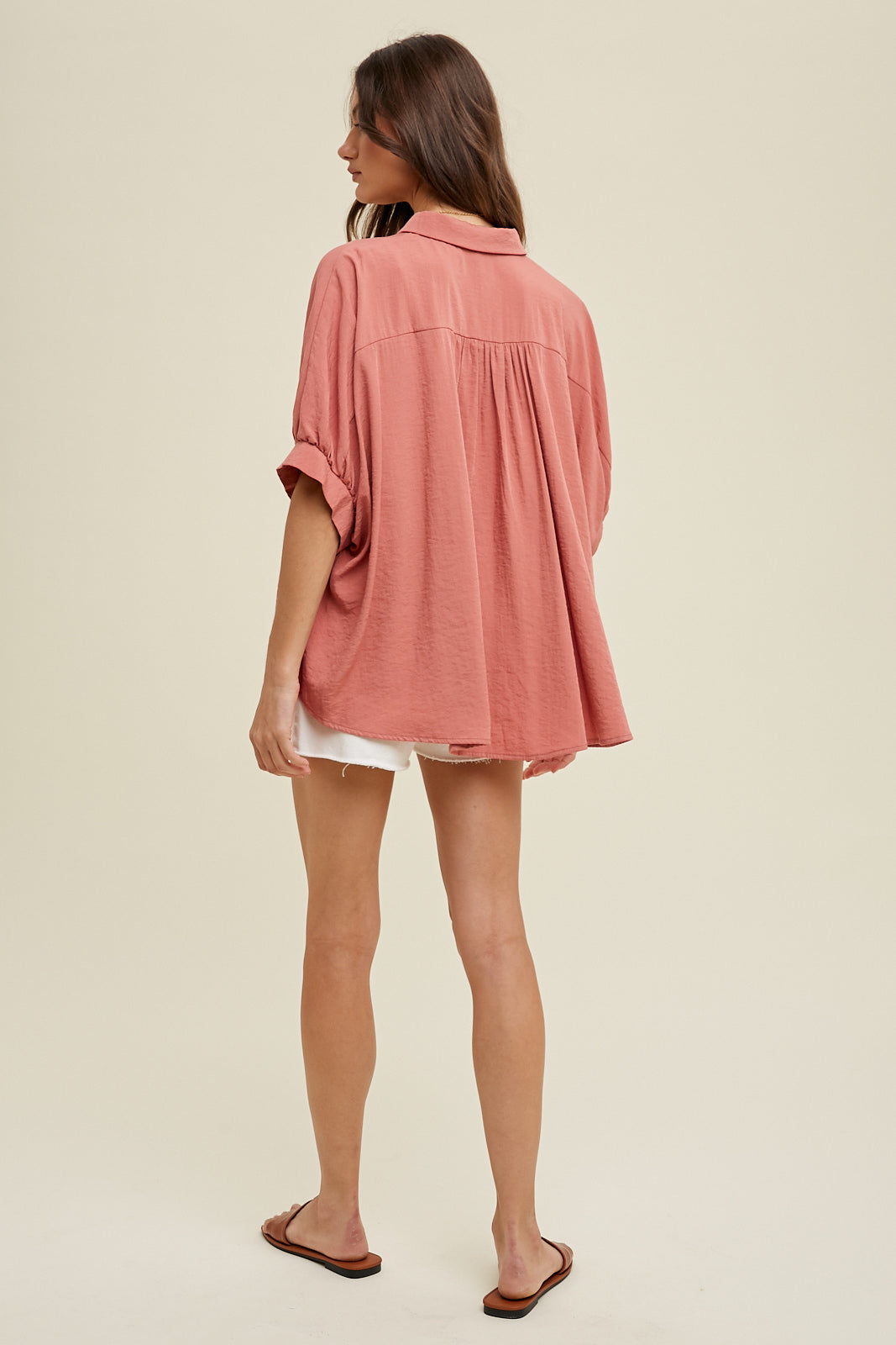 Oversized Boxy button up blouse in 2 Colors