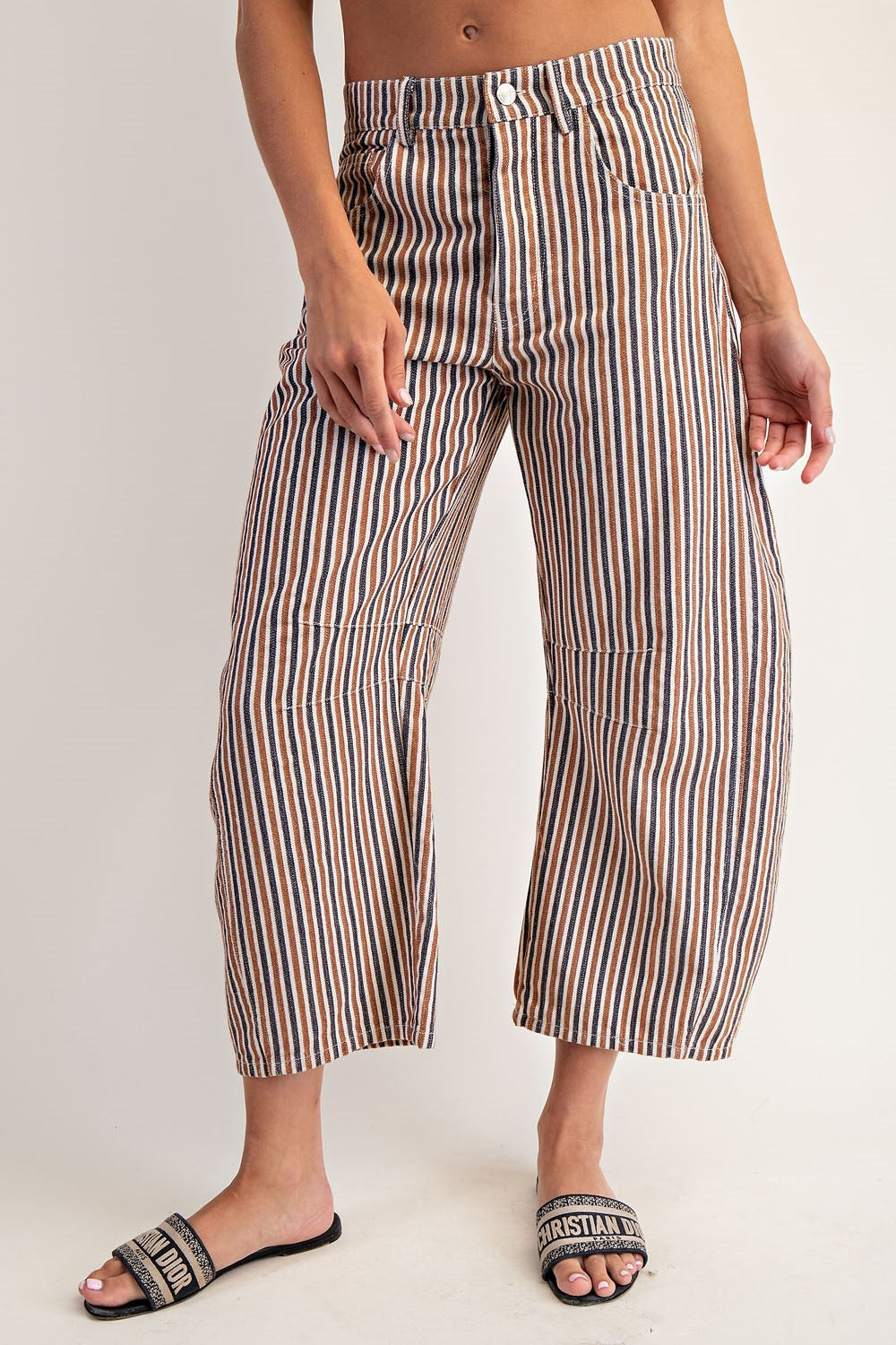 Mineral Washed Striped Barrel Pants in Sedona Sunset
