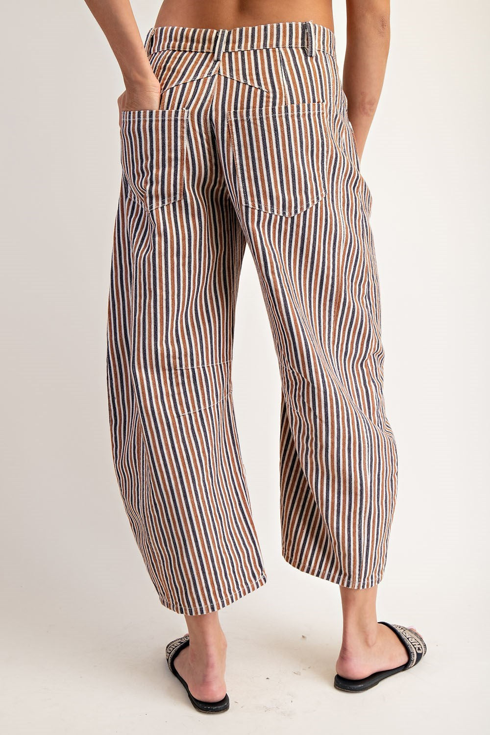 Mineral Washed Striped Barrel Pants in Sedona Sunset