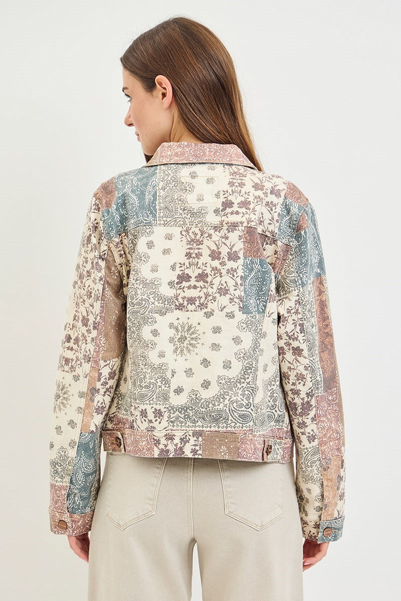 Risen brand Paisley Print Denim Jacket