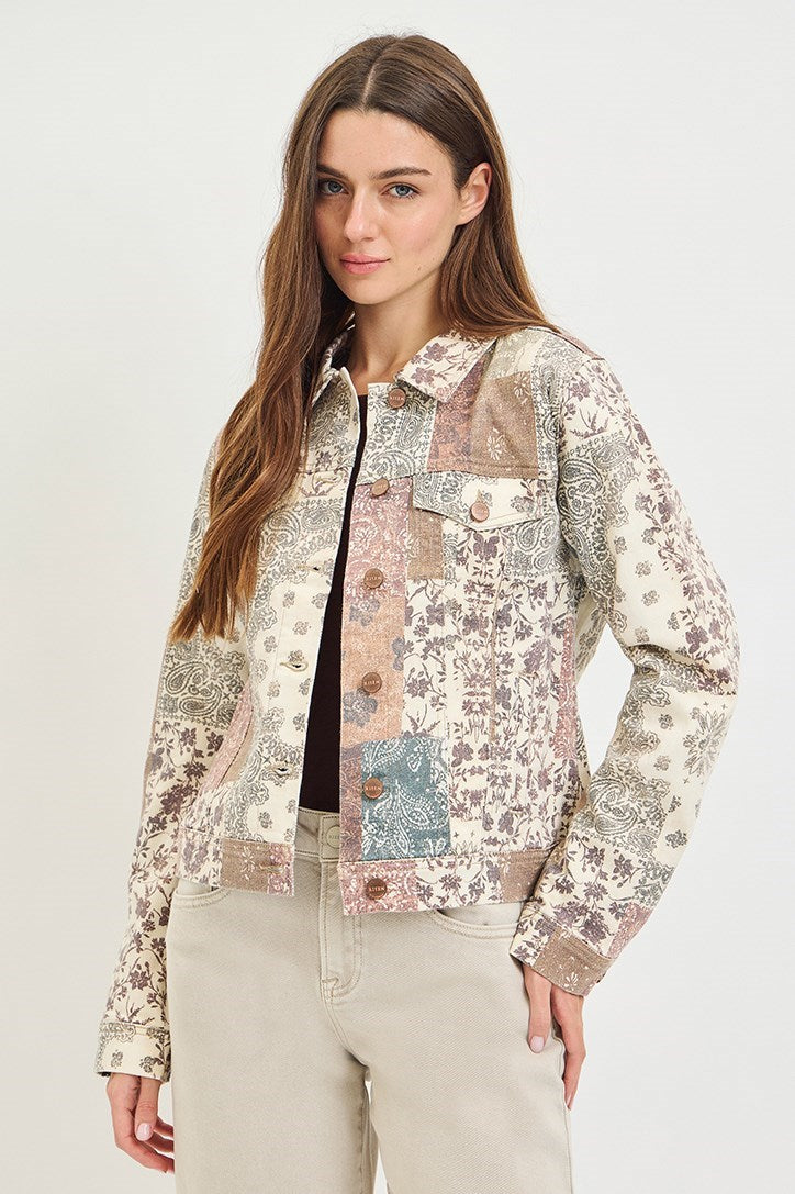 Risen brand Paisley Print Denim Jacket