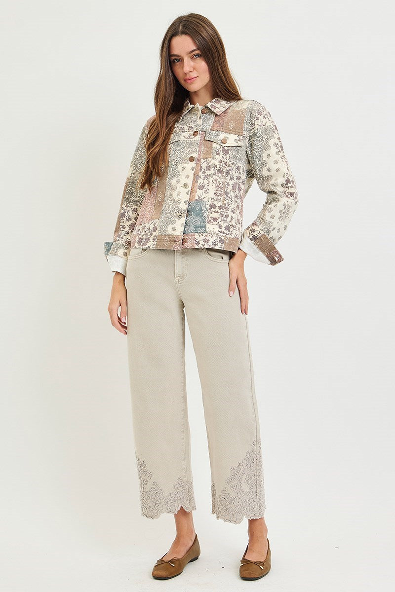 Risen brand Paisley Print Denim Jacket