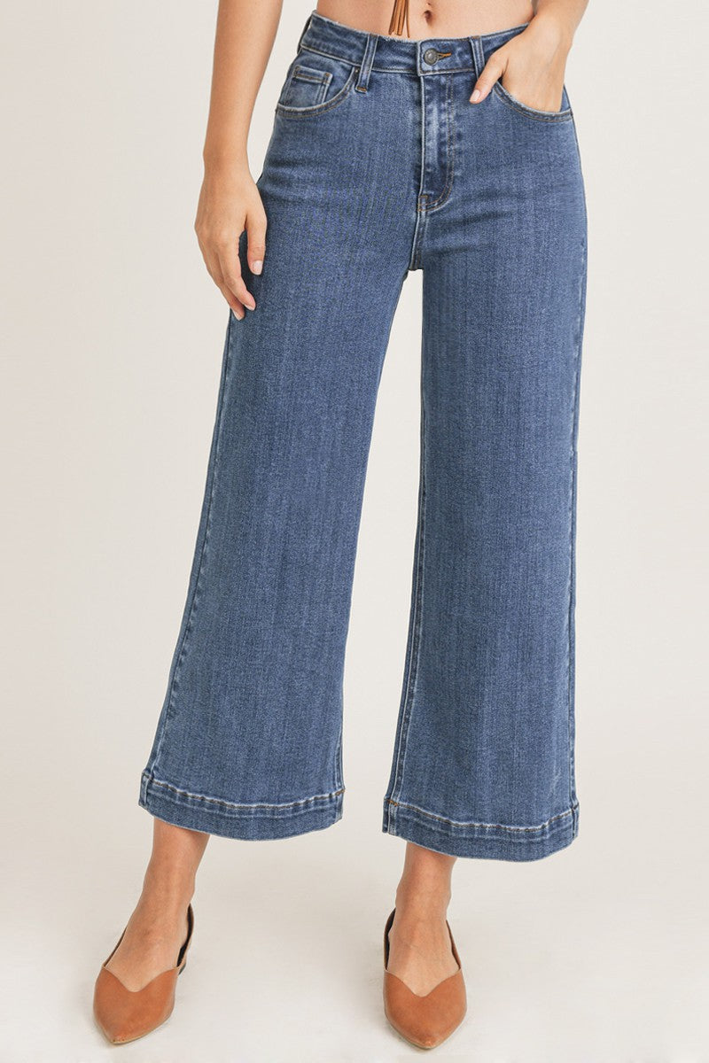 Risen Brand Ankle Wide Leg Jeans