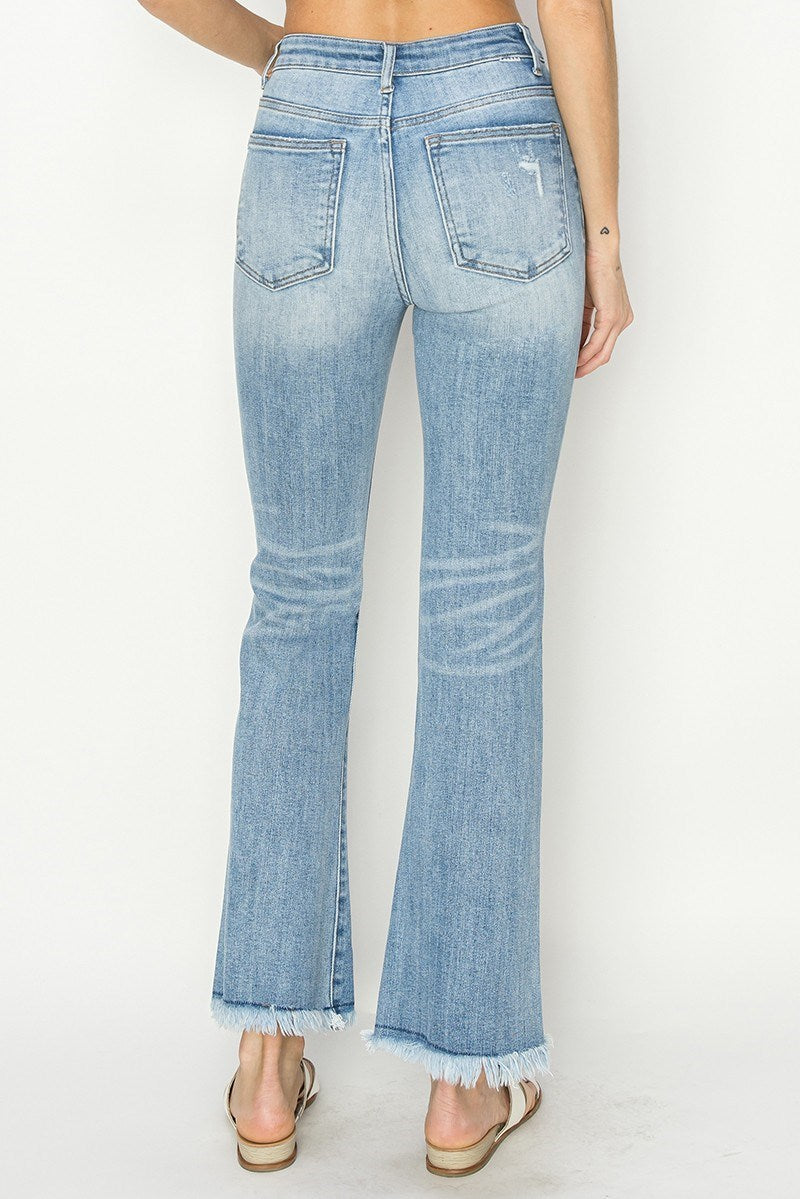 Risen Brand High-Rise Vintage Frayed Hem Bootcut Jeans