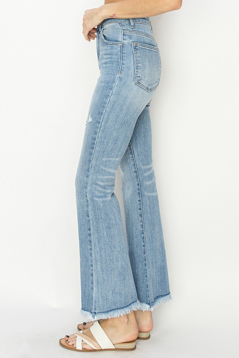 Risen Brand High-Rise Vintage Frayed Hem Bootcut Jeans