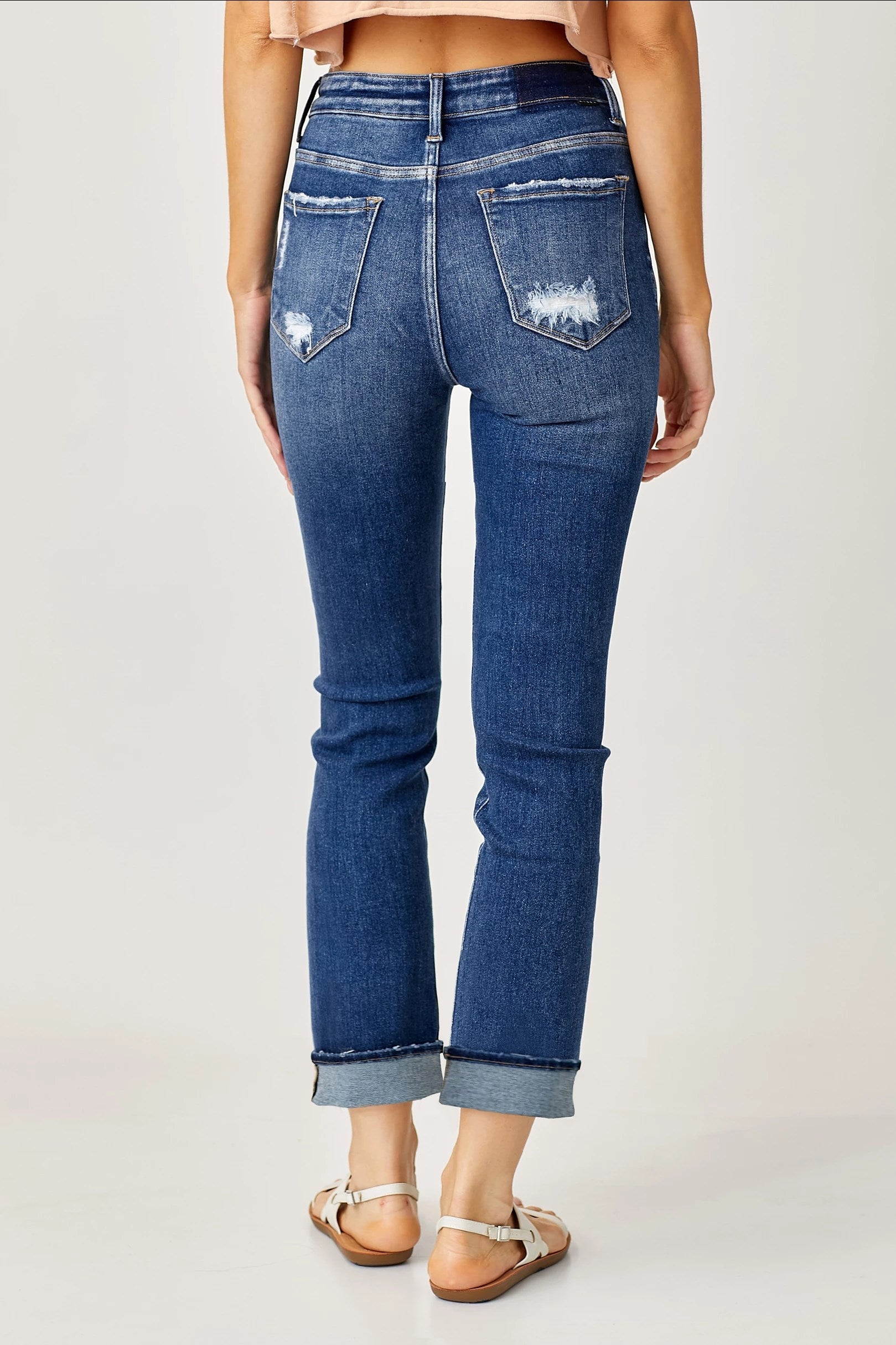 Risen Brand High Rise Straight Leg Jeans