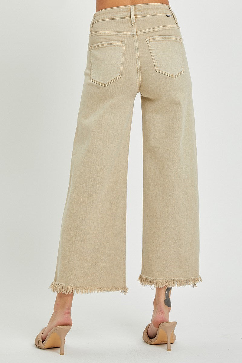 Risen High Rise Tummy Control Cropped Wide Leg Jeans