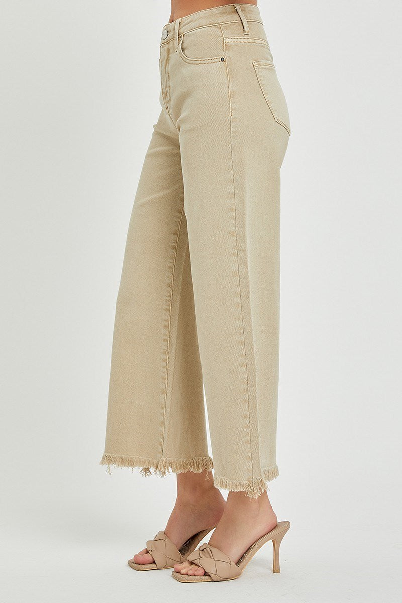 Sale! Risen High Rise Tummy Control Cropped Wide Leg Jeans