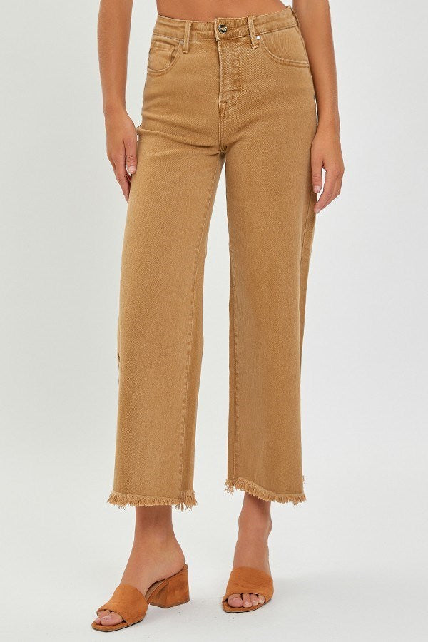 Sale! Risen High Rise Tummy Control Cropped Wide Leg Jeans