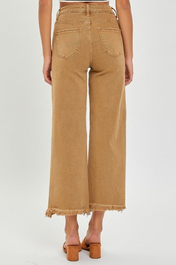 Sale! Risen High Rise Tummy Control Cropped Wide Leg Jeans